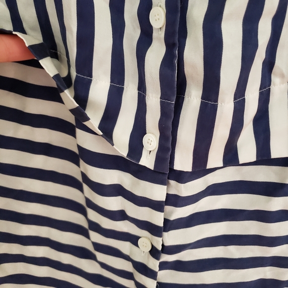 Burberry London navy  and white striped button up - Picture 7 of 9